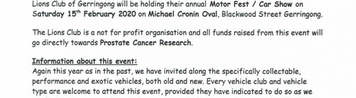 Gerringong Motor Fest (NSW) *CANCELLED TO DUE POOR WEATHER* Cover Image